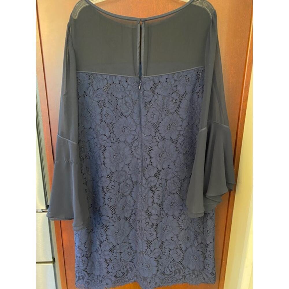 Lauren Ralph Lauren Navy Lace Dress Flutter‎ Sleeves Size 10 - Picture 2 of 6